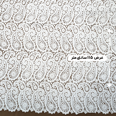 پارچه گیپور کتان 182 رنگ 38 سفید 