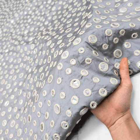 پارچه تافته سوزن دوزی هندی 244 رنگ طوسی 