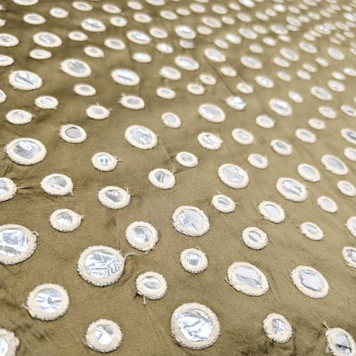 پارچه تافته سوزن دوزی هندی 244 رنگ زیتونی 