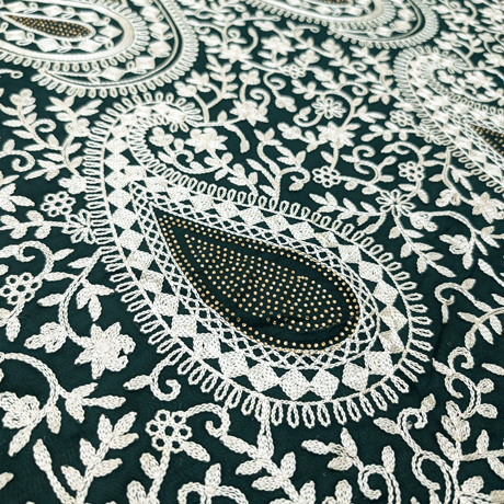 پارچه حریر سوزن دوزی هندی 5 رنگ یشمی 