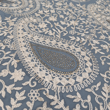 پارچه حریر سوزن دوزی هندی 5 رنگ طوسی 