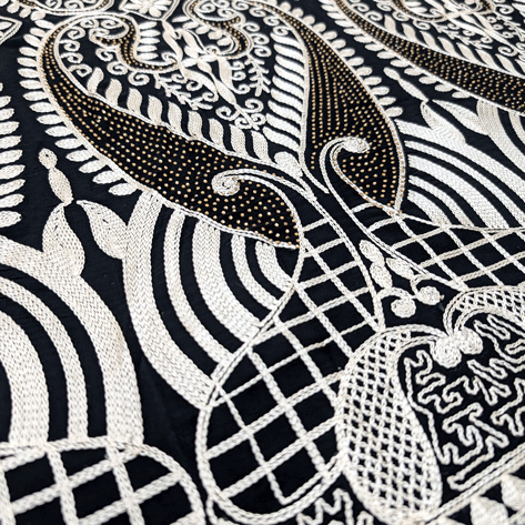 پارچه حریر سوزن دوزی هندی 8 رنگ مشکی 