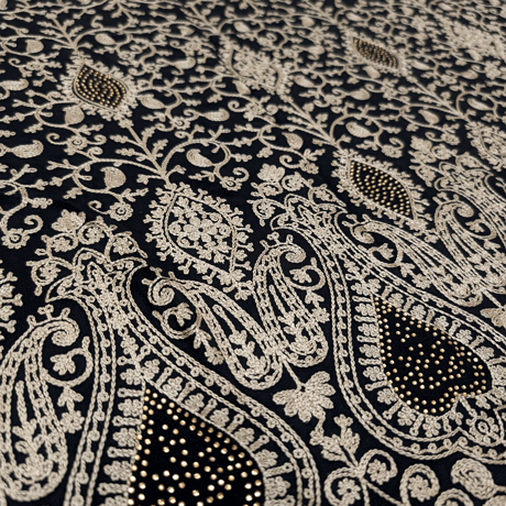 پارچه حریر سوزن دوزی هندی 9 رنگ مشکی 