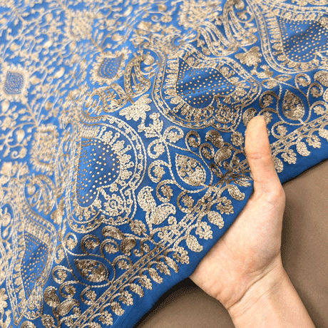 پارچه حریر سوزن دوزی هندی 9 رنگ درباری 