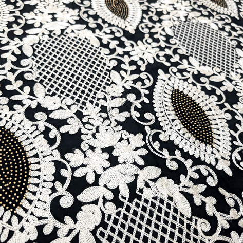 پارچه حریر سوزن دوزی هندی 10 رنگ مشکی 