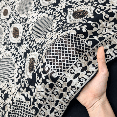 پارچه حریر سوزن دوزی هندی 10 رنگ مشکی 