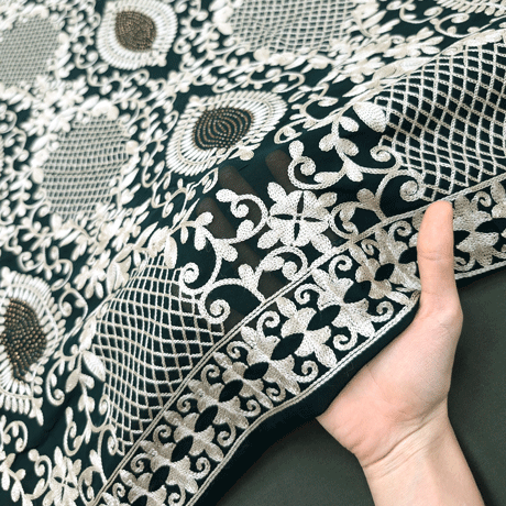 پارچه حریر سوزن دوزی هندی 10 رنگ یشمی 