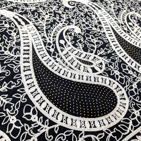 پارچه حریر سوزن دوزی هندی 11 رنگ مشکی 