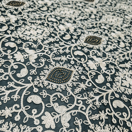 پارچه حریر سوزن دوزی هندی 4 رنگ یشمی 