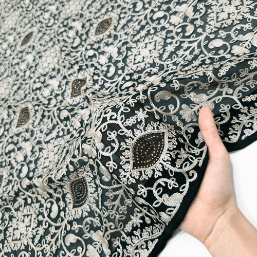 پارچه حریر سوزن دوزی هندی 4 رنگ یشمی 