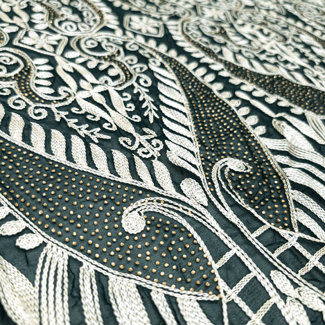 پارچه حریر سوزن دوزی هندی 8 رنگ یشمی 