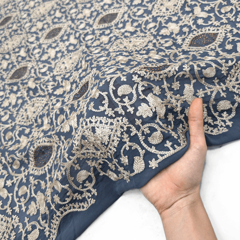 پارچه حریر سوزن دوزی هندی 4 رنگ 4-2 