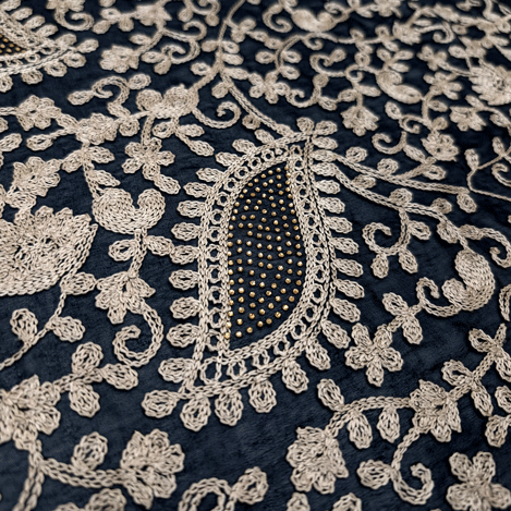 پارچه حریر سوزن دوزی هندی 13 رنگ مشکی 