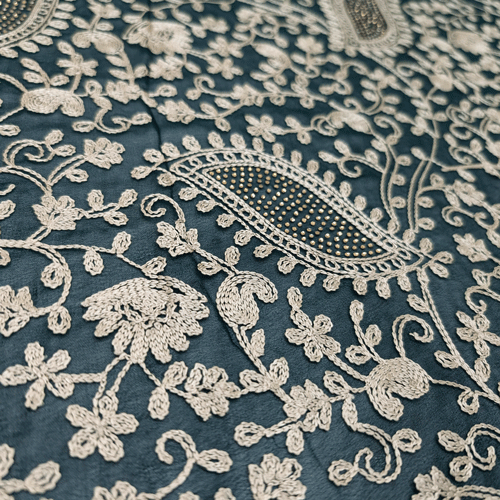 پارچه حریر سوزن دوزی هندی 13 رنگ یشمی 