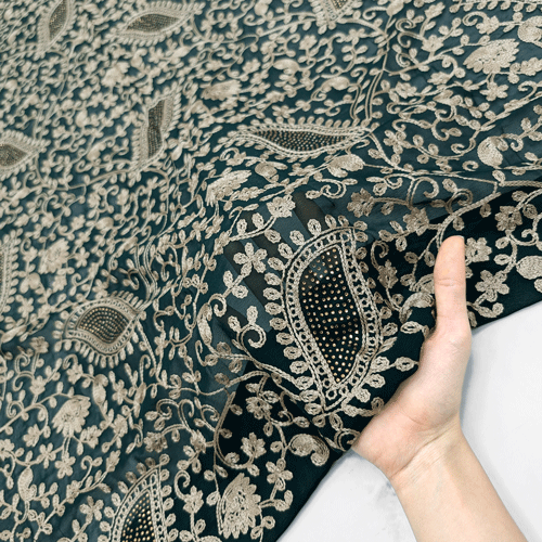 پارچه حریر سوزن دوزی هندی 13 رنگ یشمی 