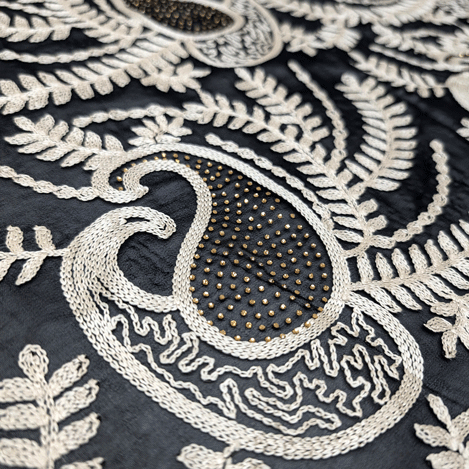 پارچه حریر سوزن دوزی هندی 16 رنگ مشکی 