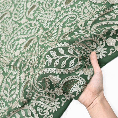 پارچه حریر سوزن دوزی هندی 19 رنگ کرفسی 