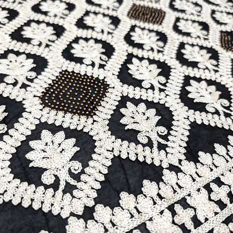 پارچه حریر سوزن دوزی هندی 21 رنگ مشکی 