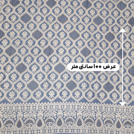پارچه حریر سوزن دوزی هندی 21 رنگ طوسی آبی 