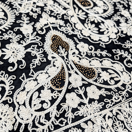 پارچه حریر سوزن دوزی هندی 22 رنگ مشکی 