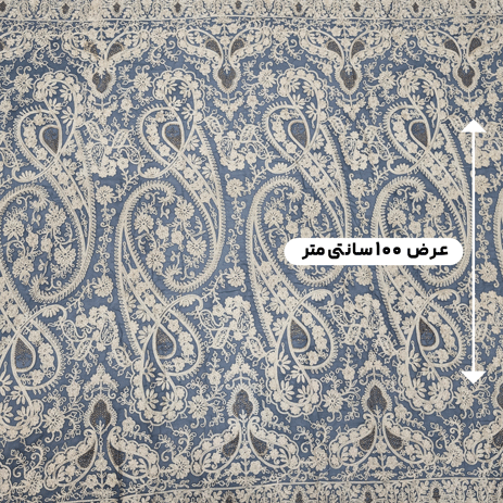 پارچه حریر سوزن دوزی هندی 22 رنگ طوسی آبی 