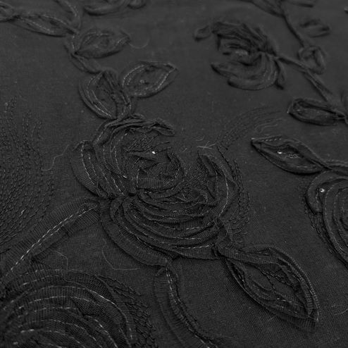 پارچه لینن سوزن دوزی هندی 143 رنگ مشکی 