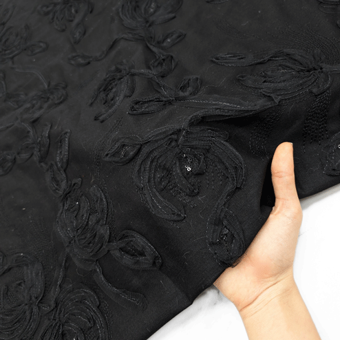 پارچه لینن سوزن دوزی هندی 143 رنگ مشکی 