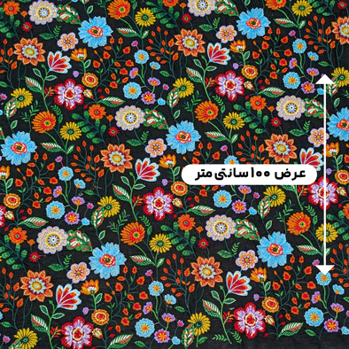 پارچه لینن سوزن دوزی هندی 144 رنگ زمینه مشکی 