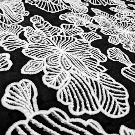 پارچه لینن سوزن دوزی هندی 150 رنگ سفید مشکی 