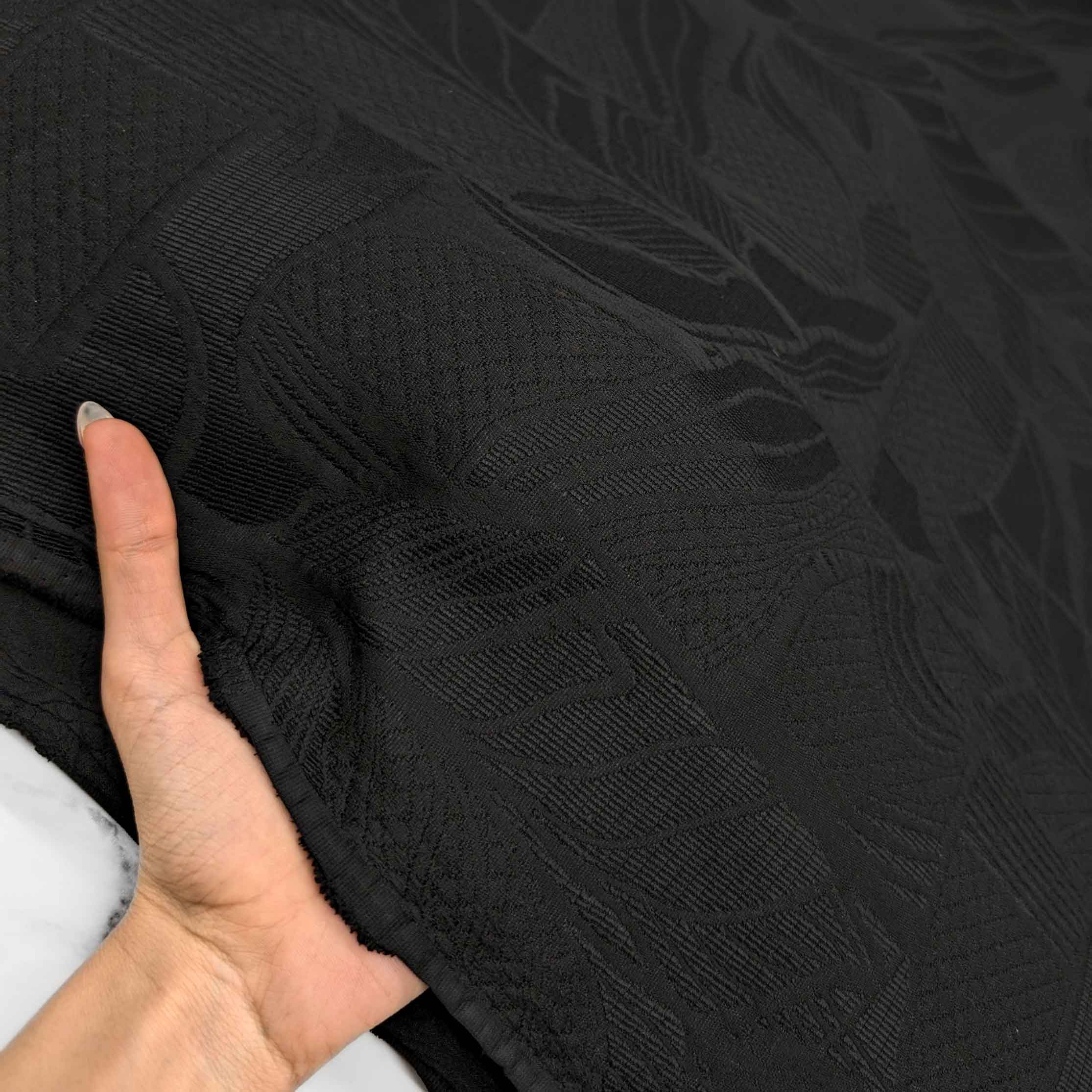 پارچه ژاکارد کتان 210 رنگ مشکی 