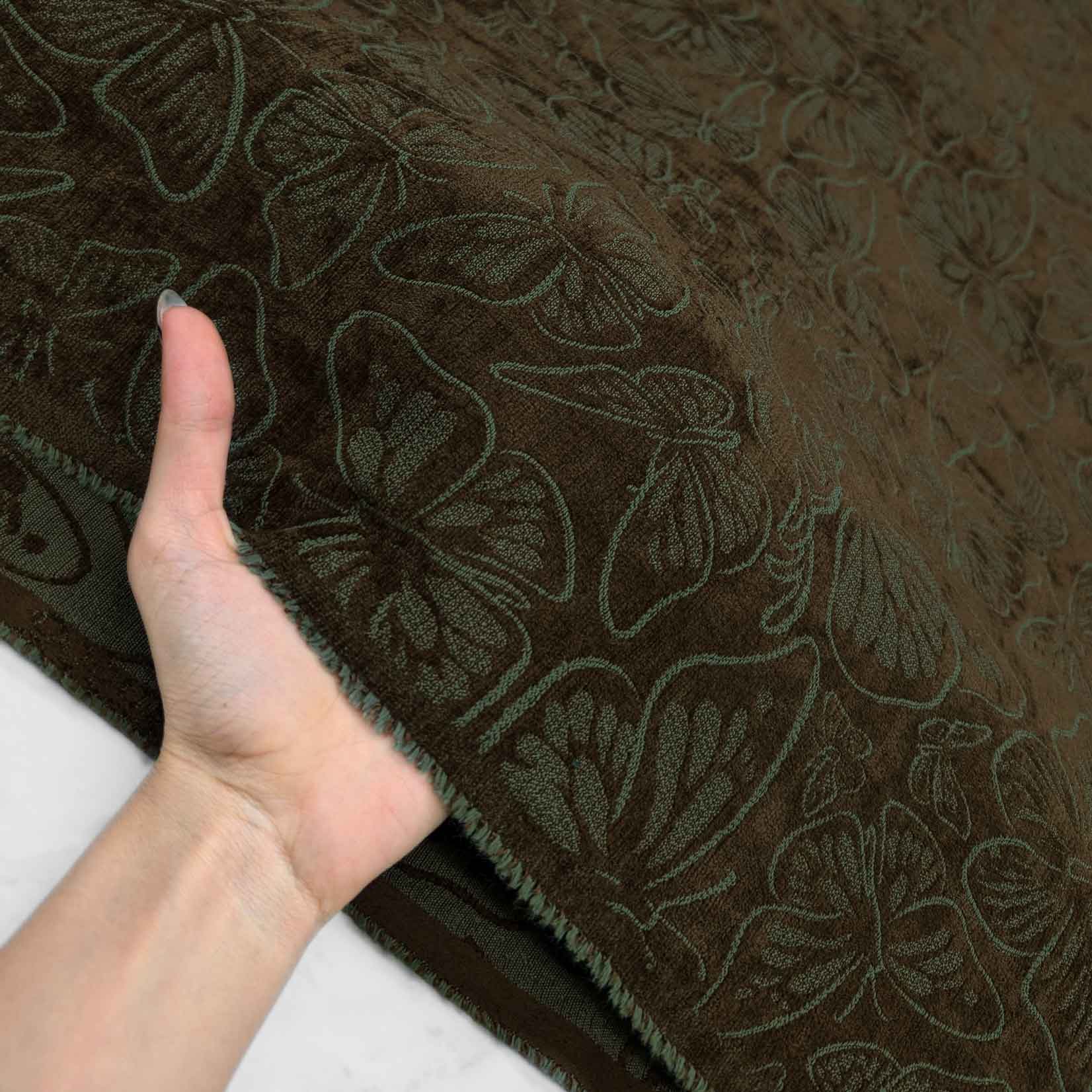 پارچه ژاکارد شانل رنگ شکلاتی سبز 2 