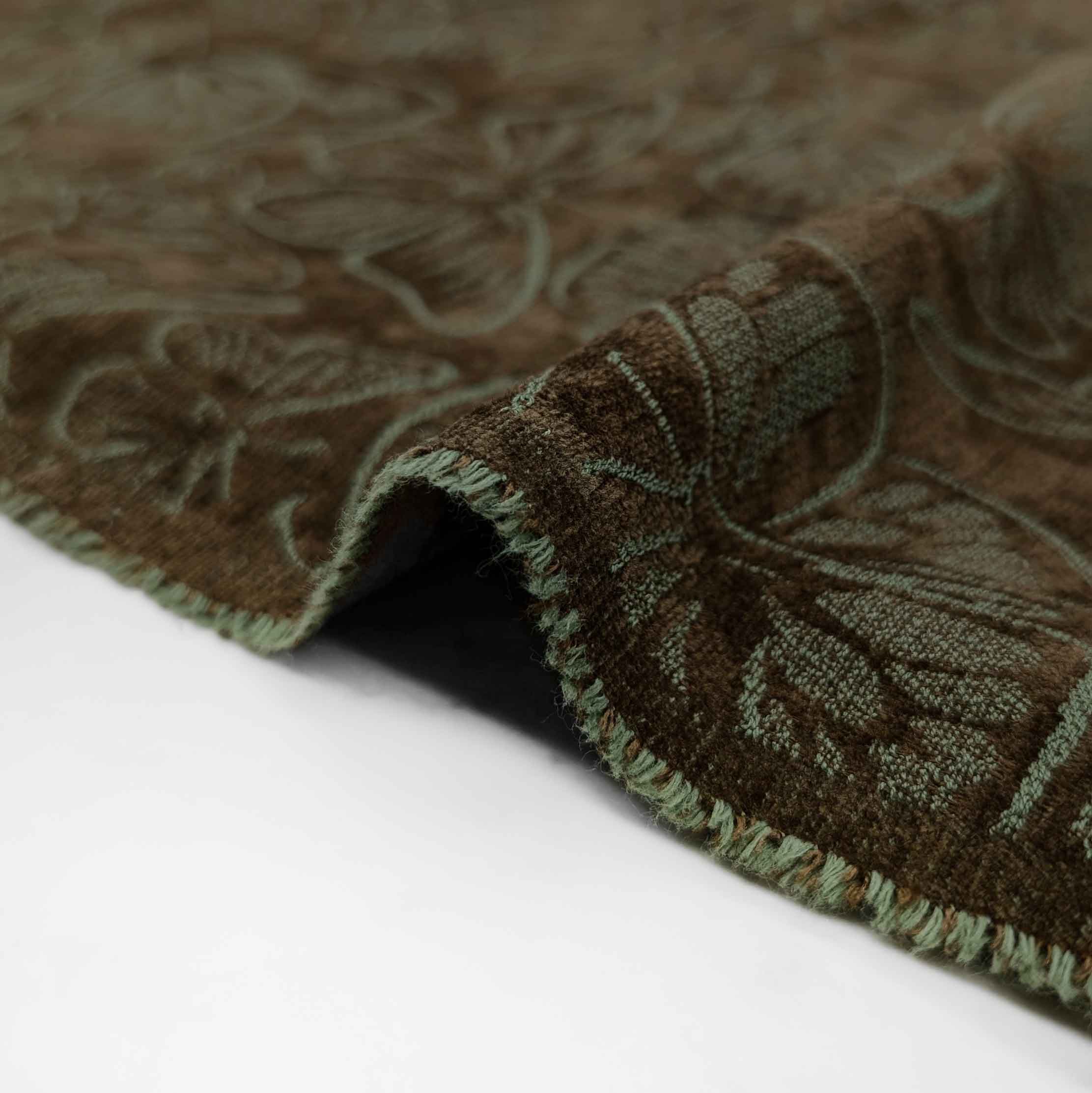 پارچه ژاکارد شانل رنگ شکلاتی سبز 2 