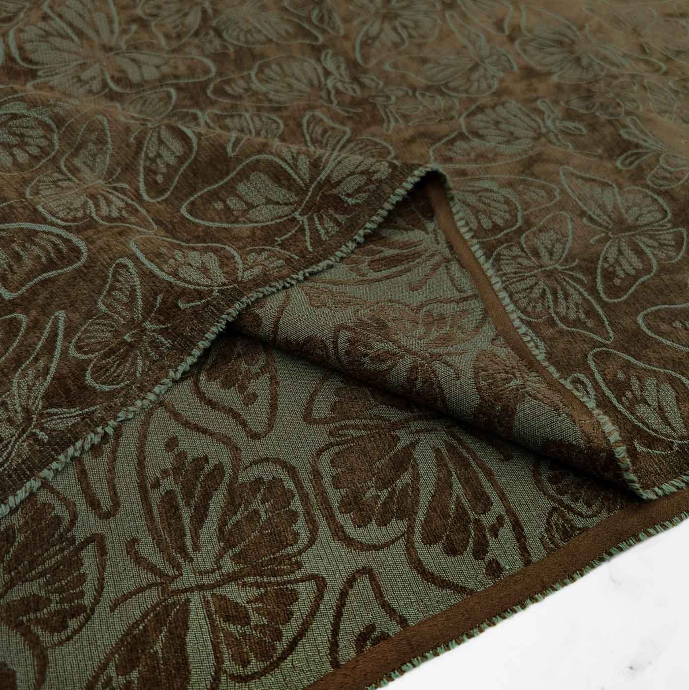 پارچه ژاکارد شانل رنگ شکلاتی سبز 2 