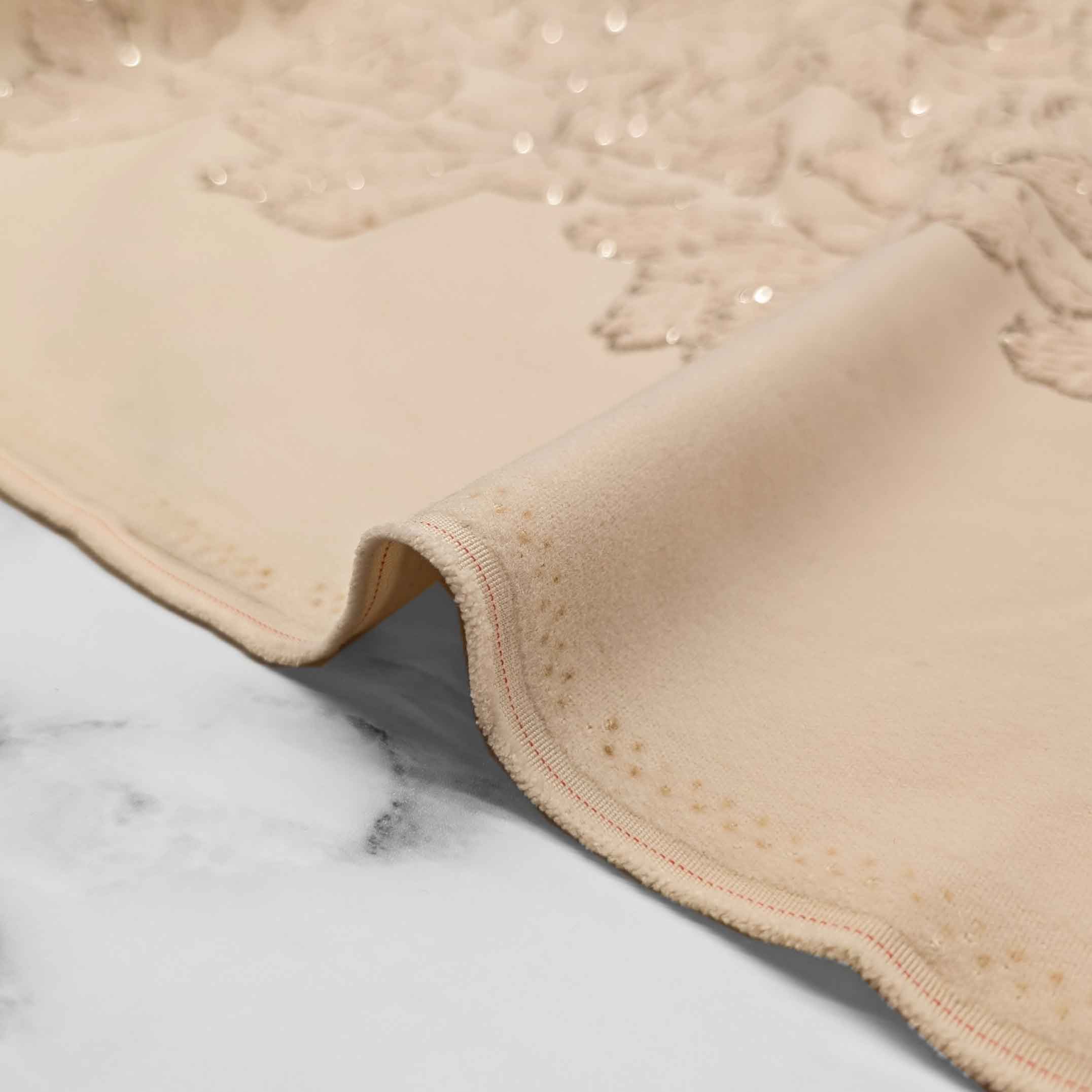 پارچه فوتر کار شده رنگ گلبهی یخی 2 