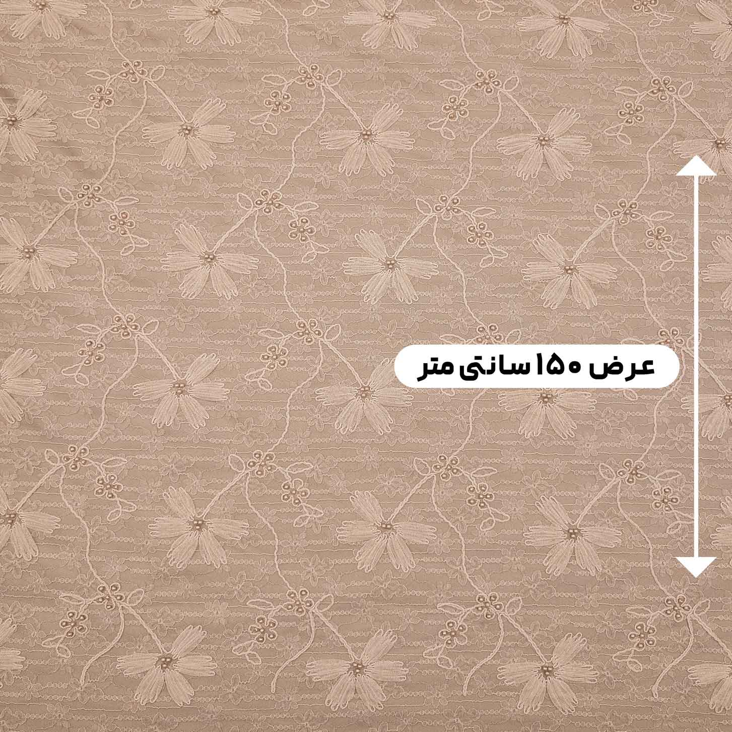 پارچه دانتل کار شده پشت آستر رنگ کالباسی 1 