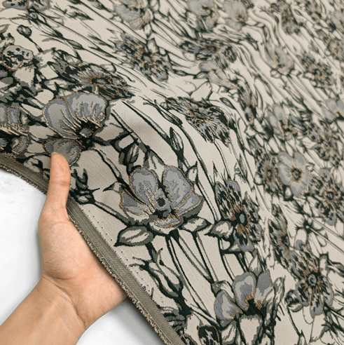 پارچه ژاکارد پنبه 4095 رنگ یشمی کرم 