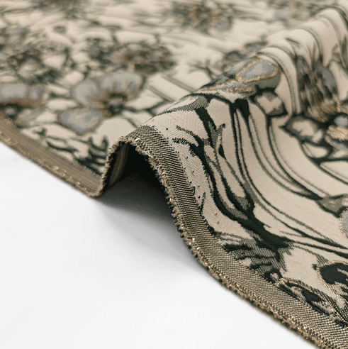 پارچه ژاکارد پنبه 4095 رنگ یشمی کرم 