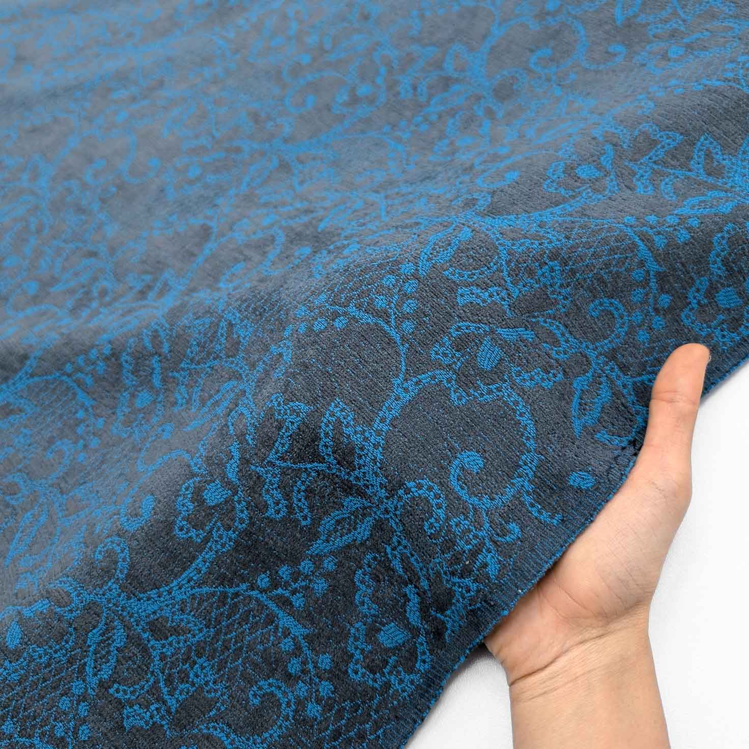 پارچه ژاکارد بوکله 223 رنگ طوسی آبی 