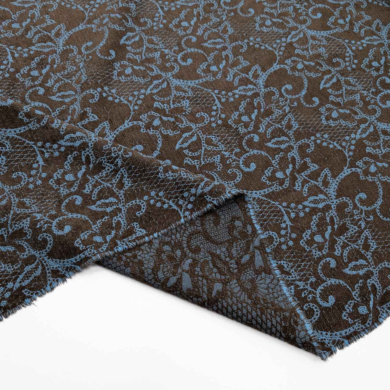 پارچه ژاکارد بوکله 223 رنگ شکلاتی آبی 