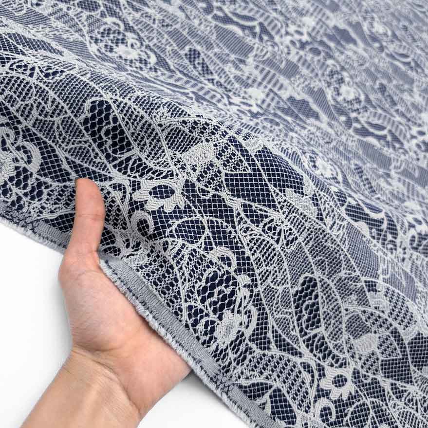 پارچه ژاکارد دانتل ترک رنگ سرمه ای سیر 