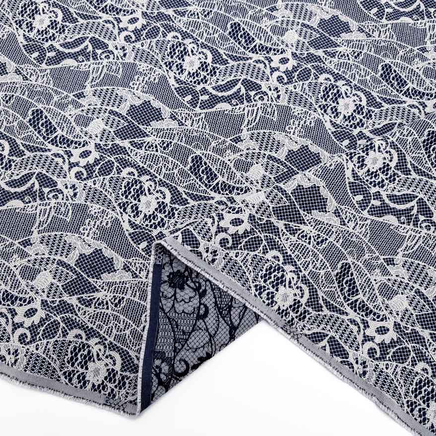 پارچه ژاکارد دانتل ترک رنگ سرمه ای سیر 