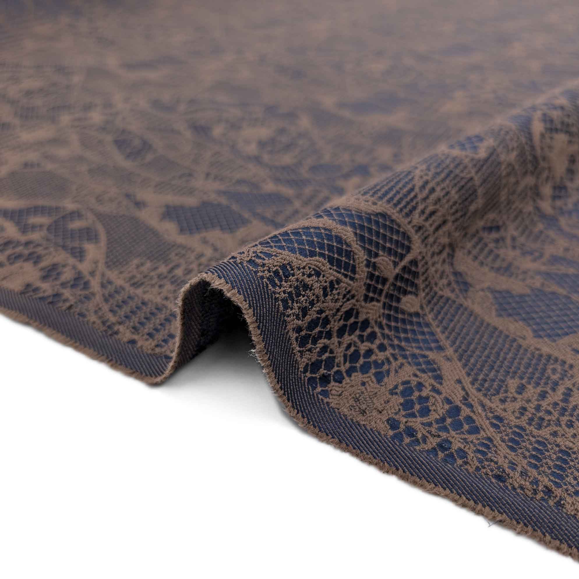 پارچه ژاکارد دانتل ترک رنگ شکلاتی سرمه ای 