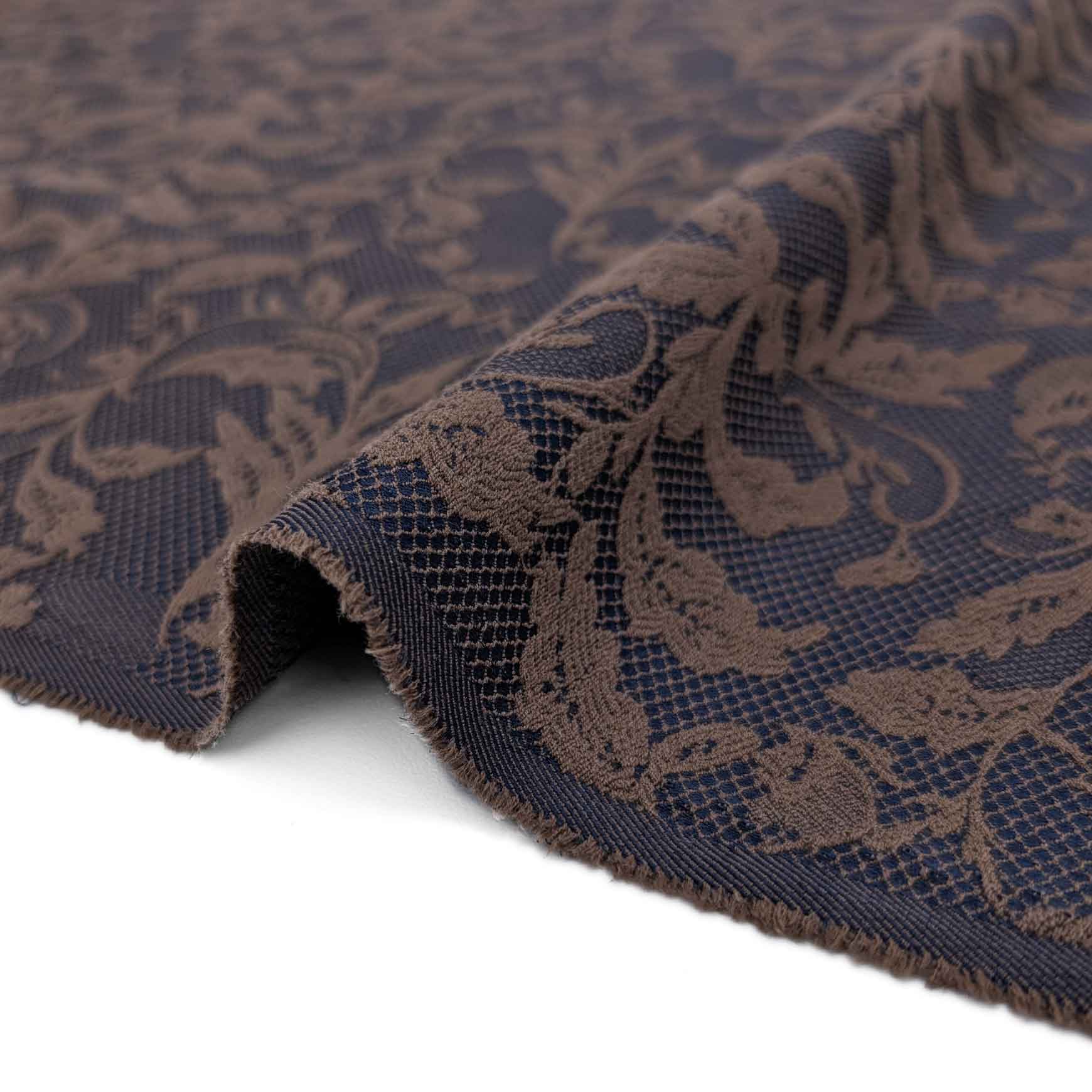 پارچه ژاکارد دانتل 225 رنگ سرمه ای شکلاتی 