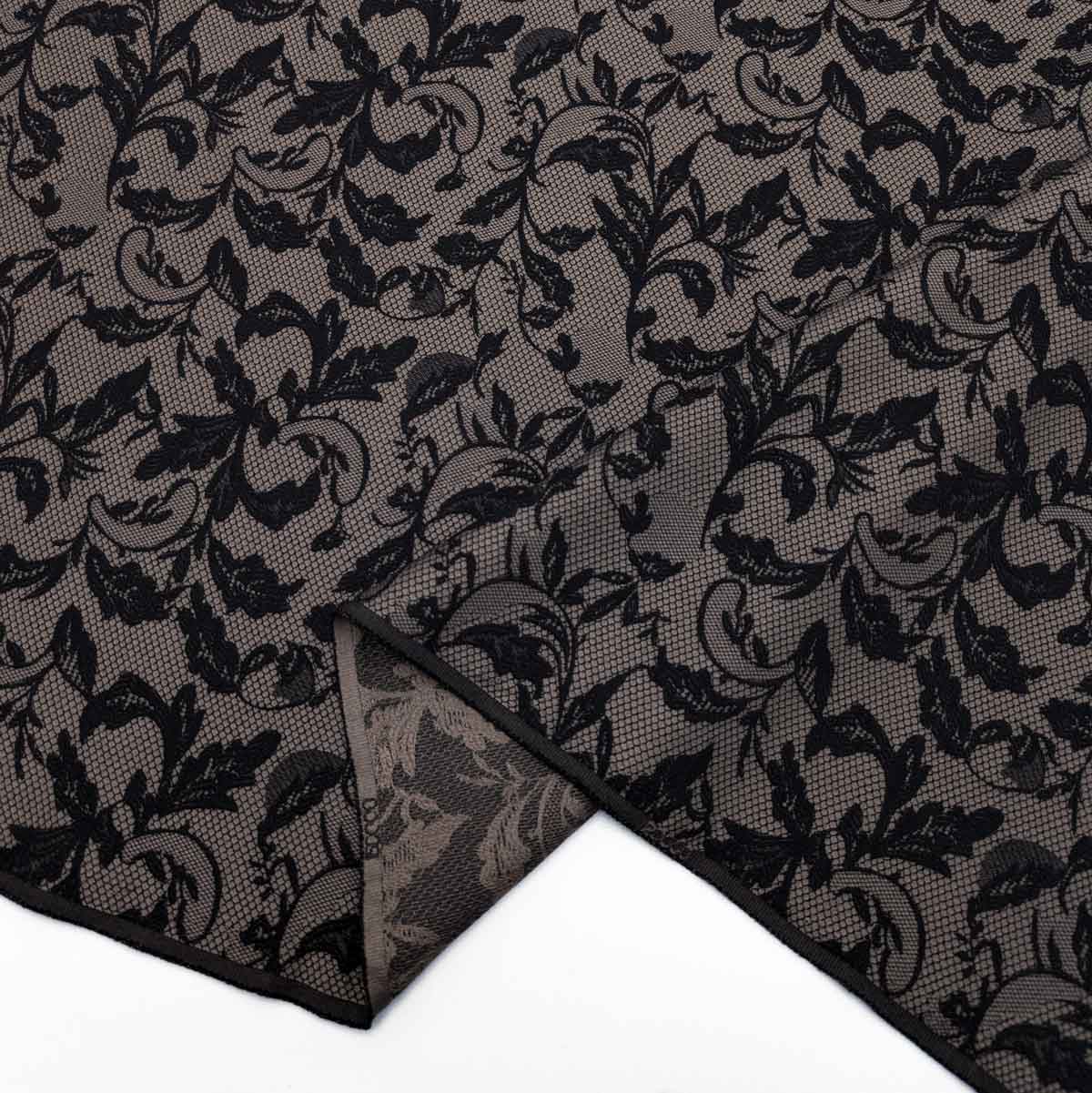 پارچه ژاکارد دانتل 225 رنگ مشکی شکلاتی 