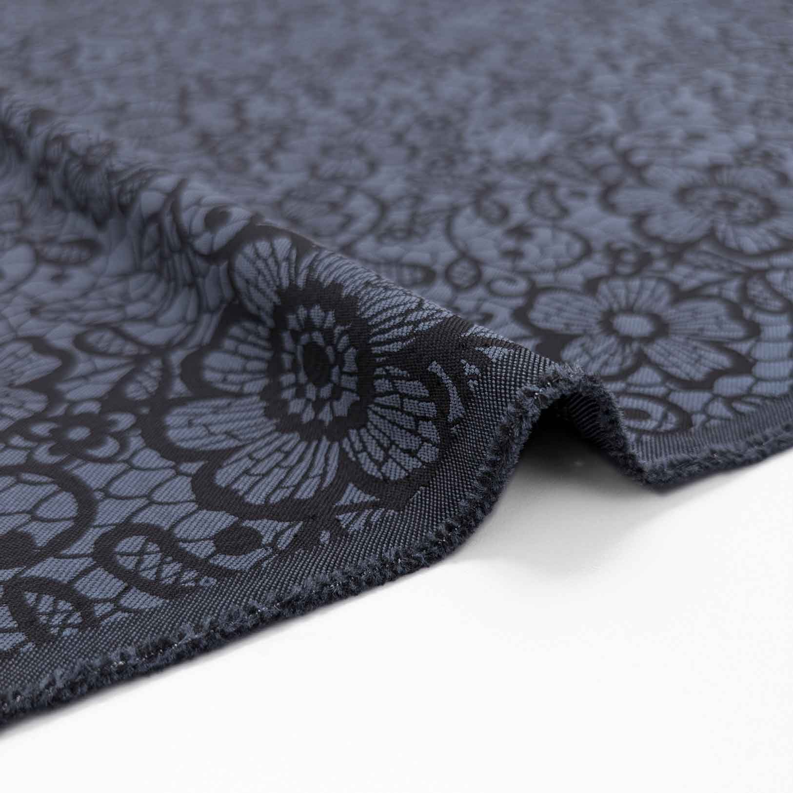 پارچه ژاکارد کتان دورو 227 رنگ طوسی آبی 