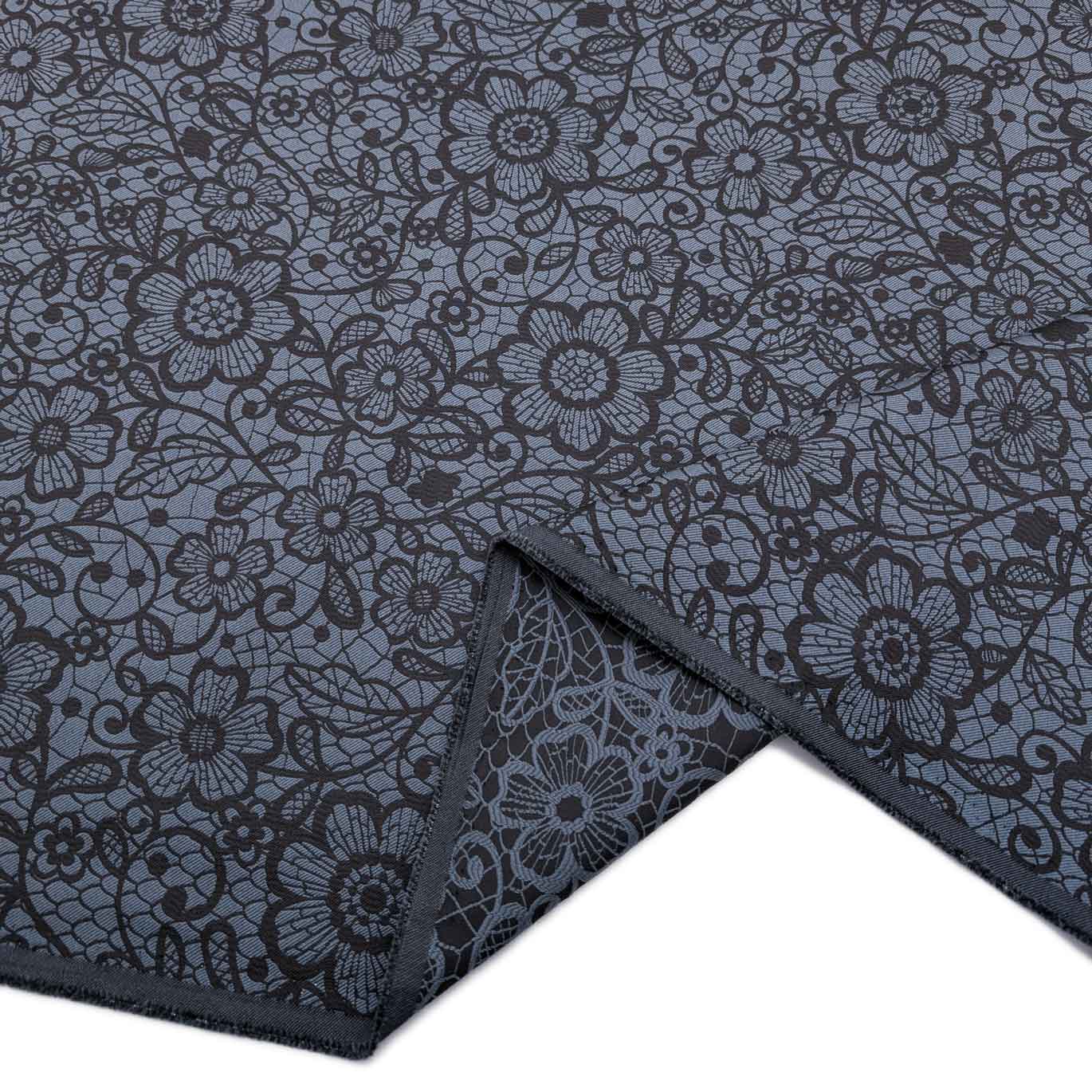 پارچه ژاکارد کتان دورو 227 رنگ طوسی آبی 