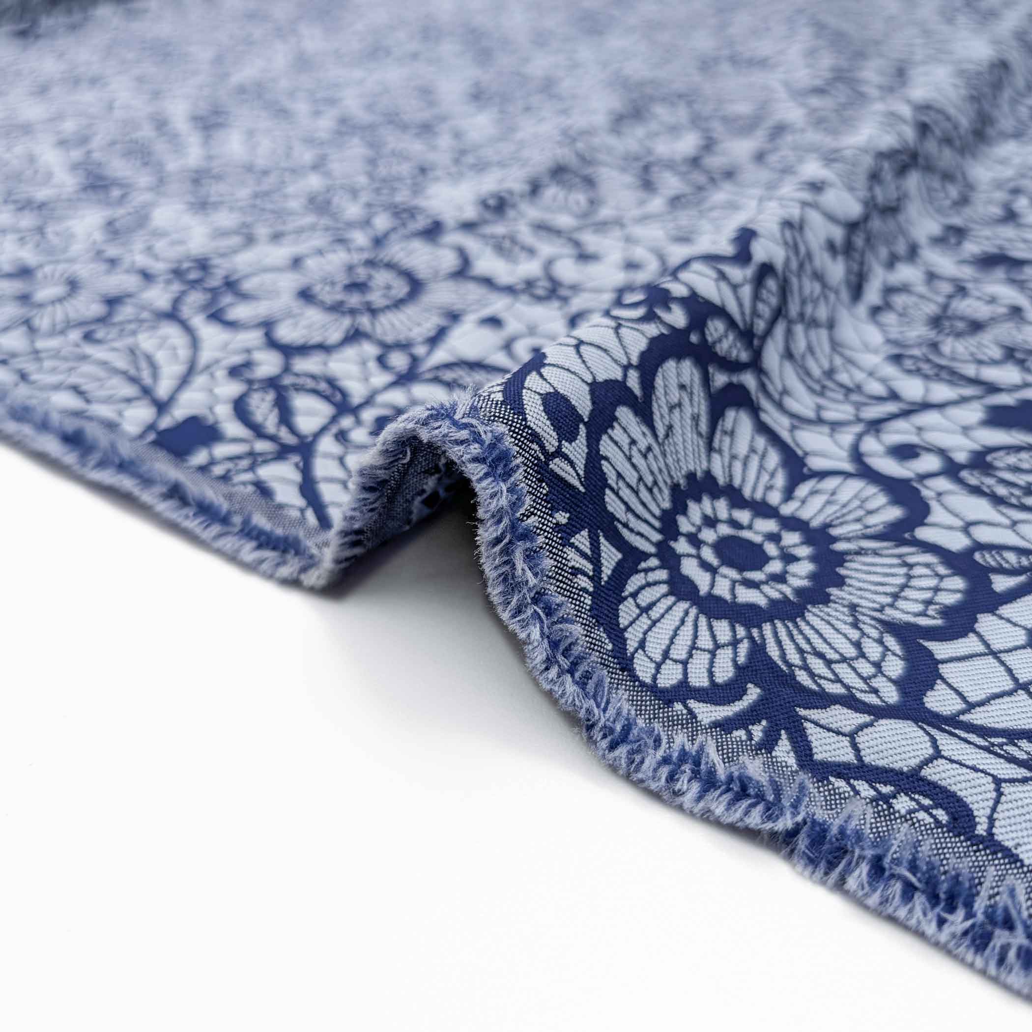 پارچه ژاکارد کتان دورو 227 رنگ سرمه ای آبی 