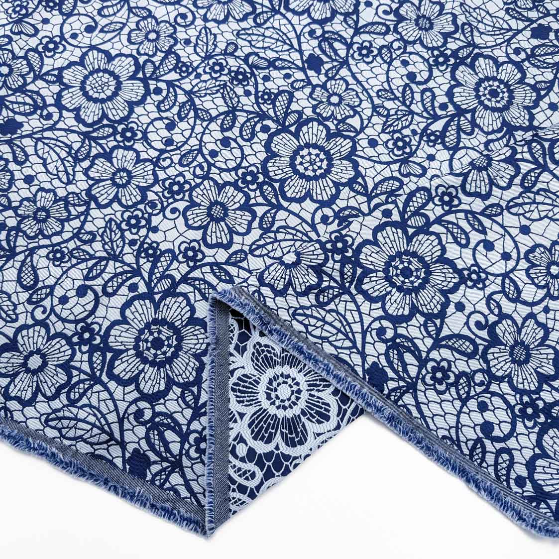 پارچه ژاکارد کتان دورو 227 رنگ سرمه ای آبی 