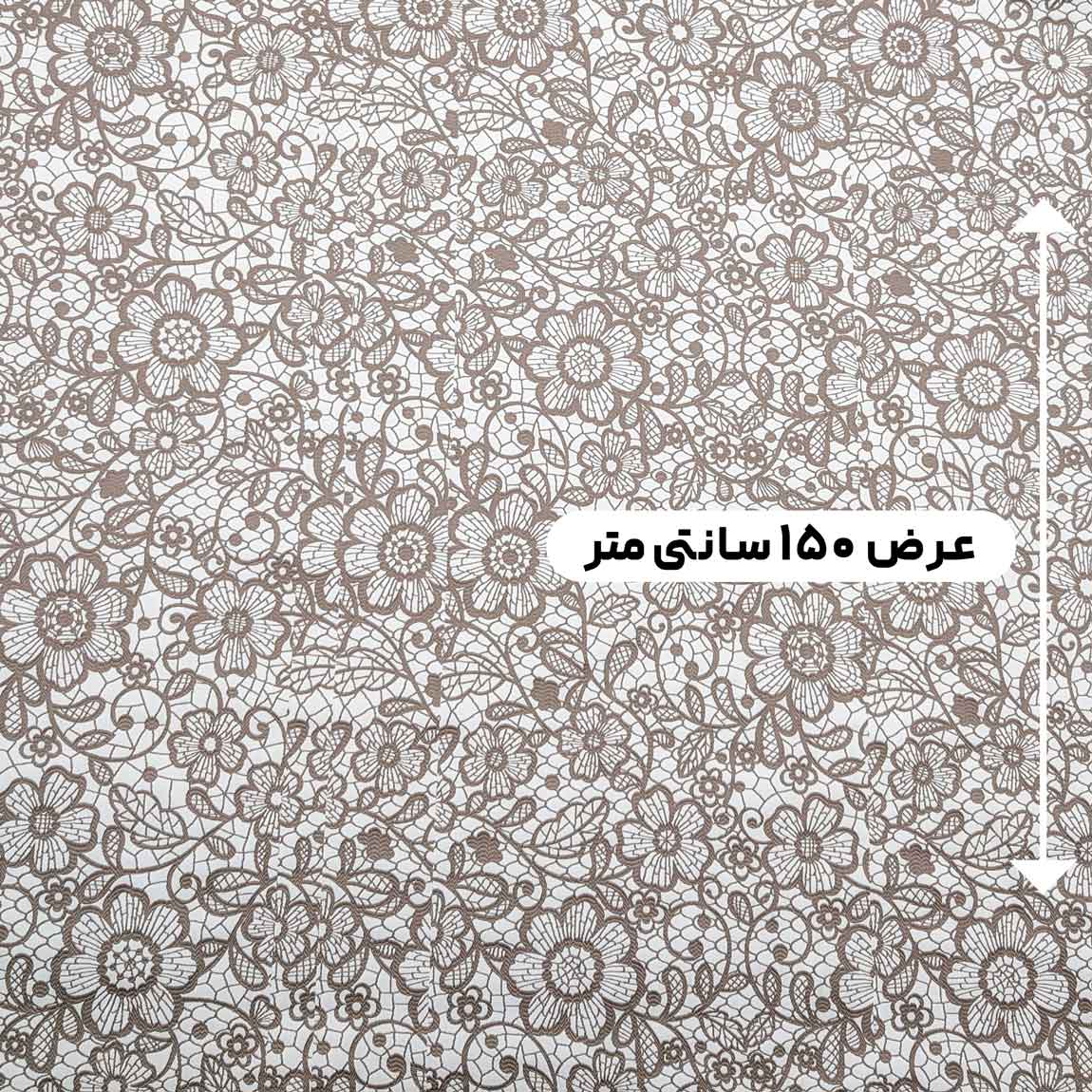 پارچه ژاکارد کتان دورو 227 رنگ کاراملی سفید 