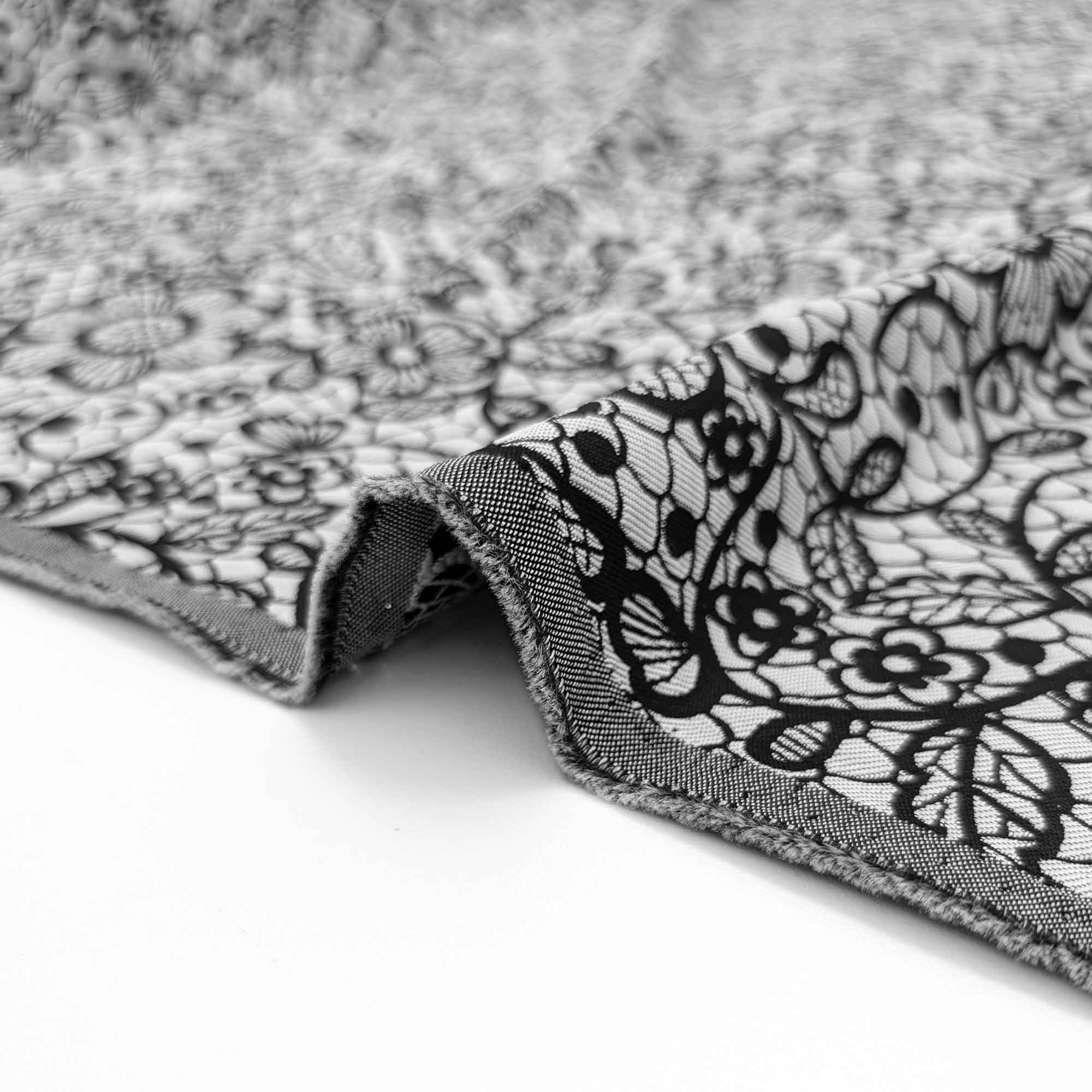 پارچه ژاکارد کتان دورو 227 رنگ سفید مشکی 